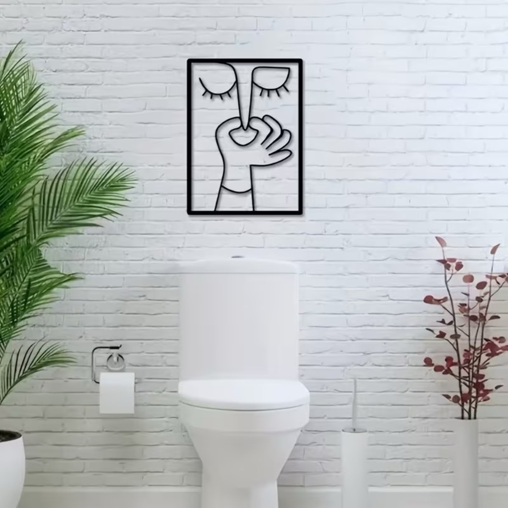 METAL HOLDING NOSE BATHROOM WALL ART
